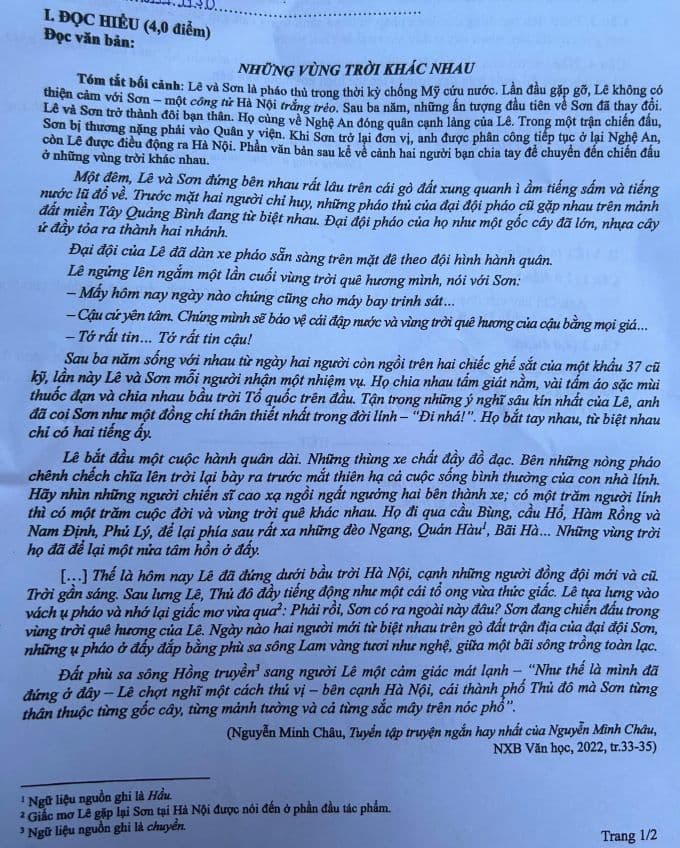 Đề Văn thi tốt nghiệp THPT 2025