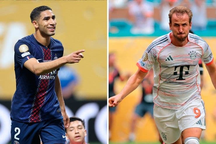 Achraf Hakimi của PSG và Harry Kane của Bayern Munich, hai ngôi sao đối đầu tại FIFA Club World Cup 2025