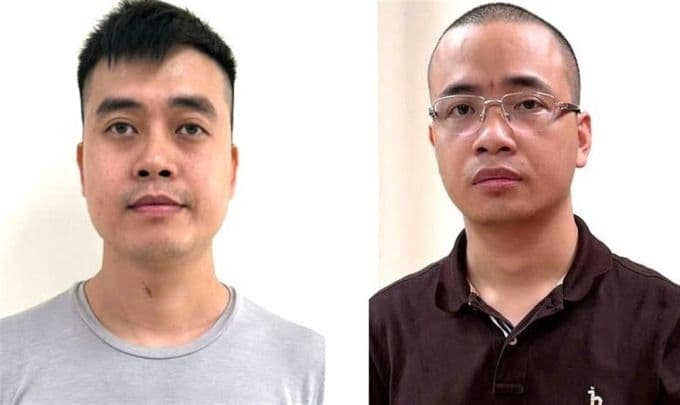 Bị can Hoàng Quang Thịnh (trái) và La Khắc Minh. Ảnh: Bộ Công an