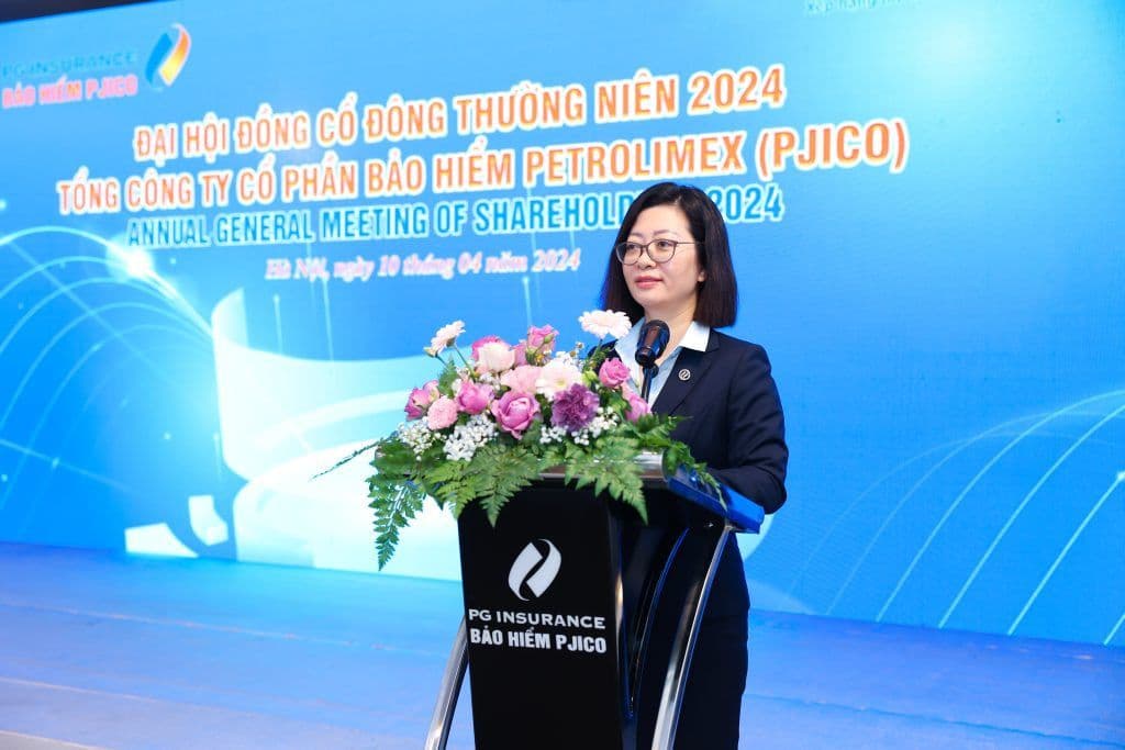Bà Nguyễn Thị Hương Giang, cựu Tổng Giám đốc PJICO, tại Đại hội đồng cổ đông thường niên của công ty.