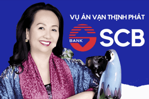 Bà Trương Mỹ Lan và logo ngân hàng SCB, tượng trưng cho các vụ án thao túng thị trường và gian lận tài chính lớn tại Việt Nam, tương tự vụ việc của Trịnh Văn Quyết và FLC.