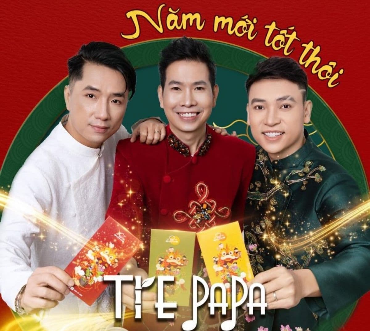 Bìa album 'Năm mới tốt thôi' của nhóm nhạc Tre Papa, thể hiện không khí Tết truyền thống.