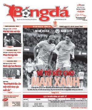 Bìa báo Bóng đá, thể hiện tin tức và sự kiện nổi bật trong thế giới bóng đá.