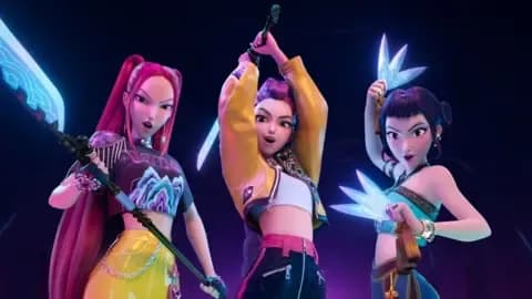Ba nhân vật nữ từ phim hoạt hình "Kpop Demon Hunters", minh họa cho thành công của K-Culture trong việc kết hợp văn hóa truyền thống và hiện đại.