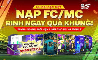 Banner sự kiện nạp FC/MC nhận quà khủng trong FC Online mừng sinh nhật 7 tuổi.