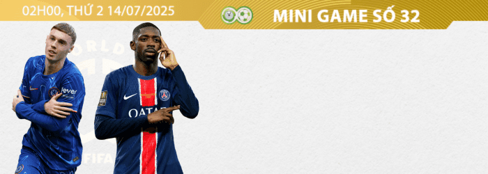 Banner thông tin trận chung kết FIFA Club World Cup giữa Chelsea và Paris Saint-Germain.