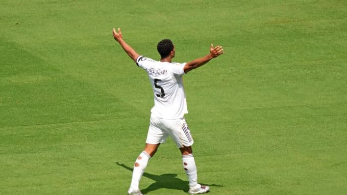 Bellingham mừng bàn mở tỷ số trận Real 3-1 Pachuca tối 22/6. Ảnh: AFP