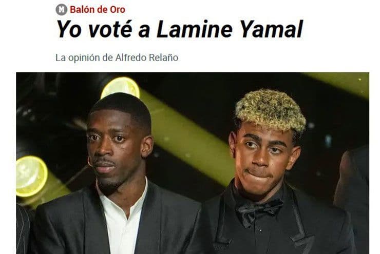 Bài báo của Marca với tiêu đề "Tôi bầu cho Lamine Yamal", thể hiện sức hút của tài năng trẻ.