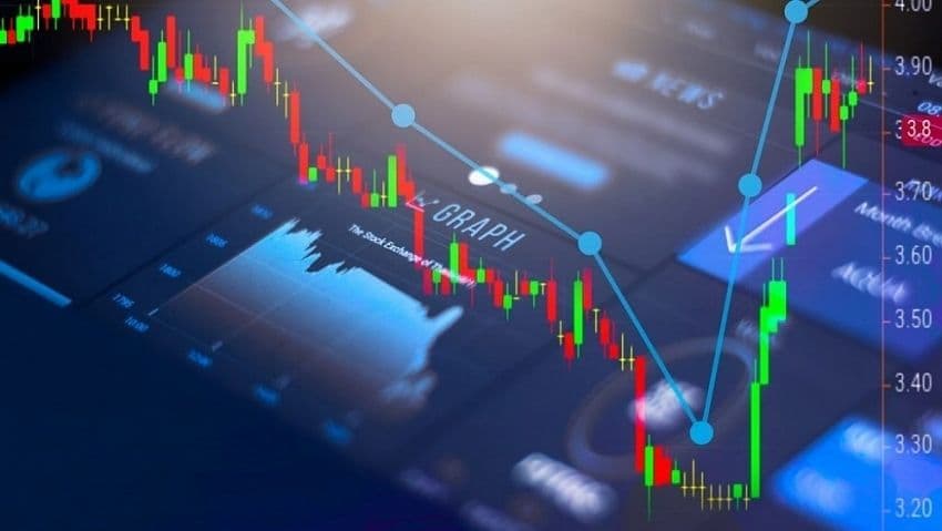 Biểu đồ nến chứng khoán với các đường xu hướng, thể hiện sự biến động và các nhịp hồi phục kỹ thuật trên thị trường.