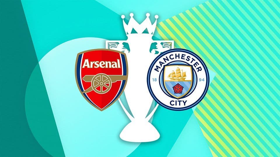 Biểu tượng Arsenal và Manchester City, tượng trưng cho trận đấu nơi Arsenal đã chứng tỏ sự kiên cường và vượt trội về chiến thuật.