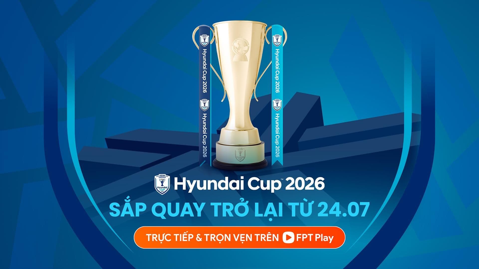 Biểu tượng ASEAN Hyundai Cup 2026 và logo FPT Play, minh họa bản quyền phát sóng và giá trị thương mại của giải đấu.