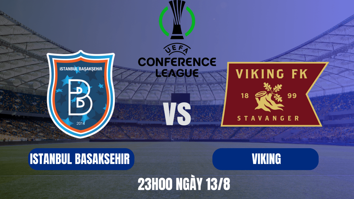 Biểu tượng của Istanbul Basaksehir và Viking FK đối đầu trong khuôn khổ UEFA Conference League.