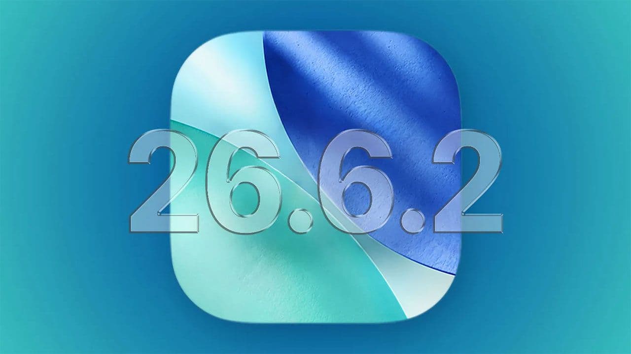 Biểu tượng iOS 26.6.2 trên nền xanh, tượng trưng cho bản vá lỗi hệ điều hành.