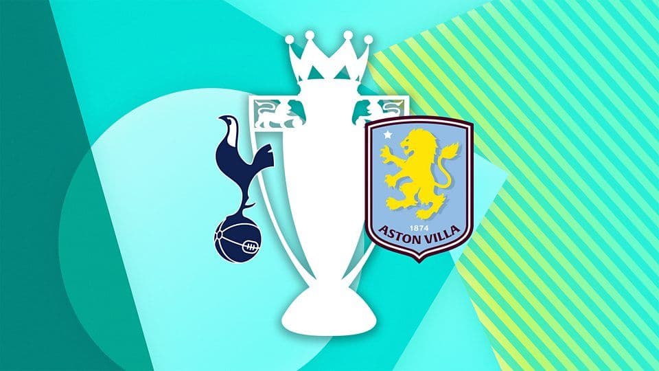 Biểu tượng Premier League cùng logo Tottenham Hotspur và Aston Villa.