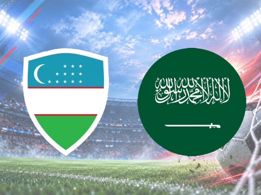 Biểu tượng U23 Uzbekistan và U23 Saudi Arabia trên sân vận động, tượng trưng cho trận tứ kết ASIAD 2026.