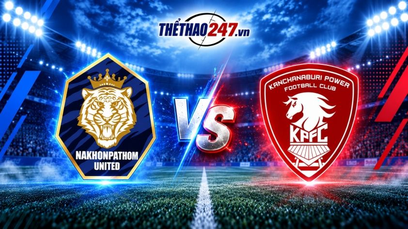 Biểu trưng trận đấu giữa Nakhon Pathom United và Kanchanaburi FC tại Thai League 2.