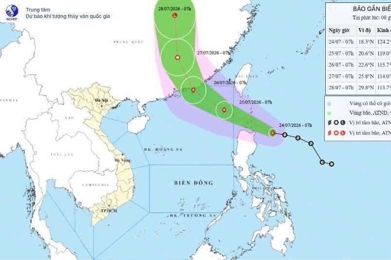 Bản đồ dự báo đường đi của bão Noul, thể hiện sự bất định của thời tiết và tầm quan trọng của dự báo.