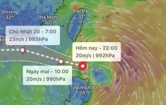 Bản đồ dự báo đường đi của bão trên Biển Đông, thể hiện xu hướng thời tiết phức tạp.
