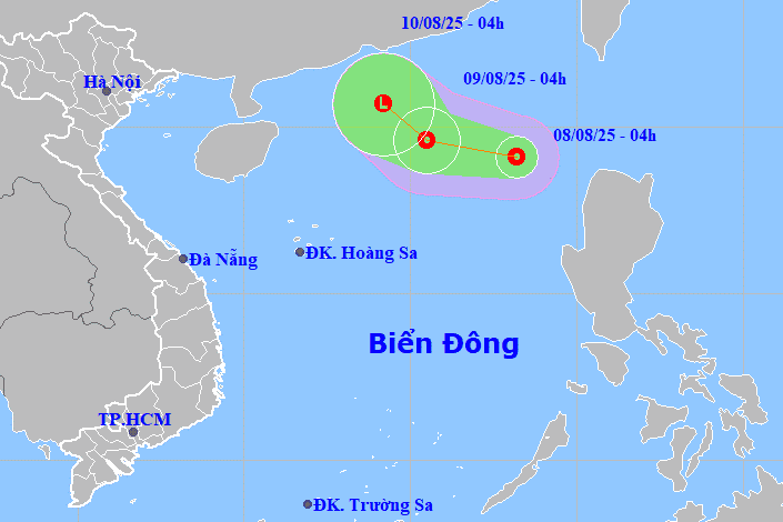 Bản đồ dự báo đường đi của áp thấp nhiệt đới trên Biển Đông, minh họa thách thức khí hậu đối với Hà Nội.