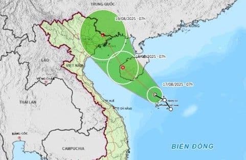Bản đồ dự báo đường đi và vùng ảnh hưởng của áp thấp nhiệt đới trên Biển Đông
