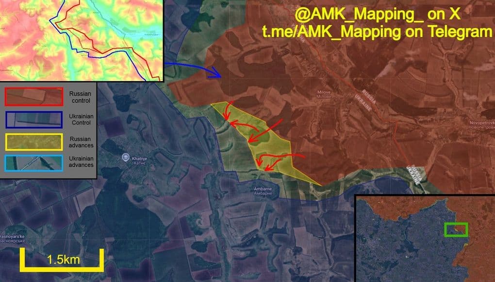Bản đồ kiểm soát lãnh thổ và các mũi tiến công của Nga, cho thấy tình thế giằng co và bế tắc của Ukraine.