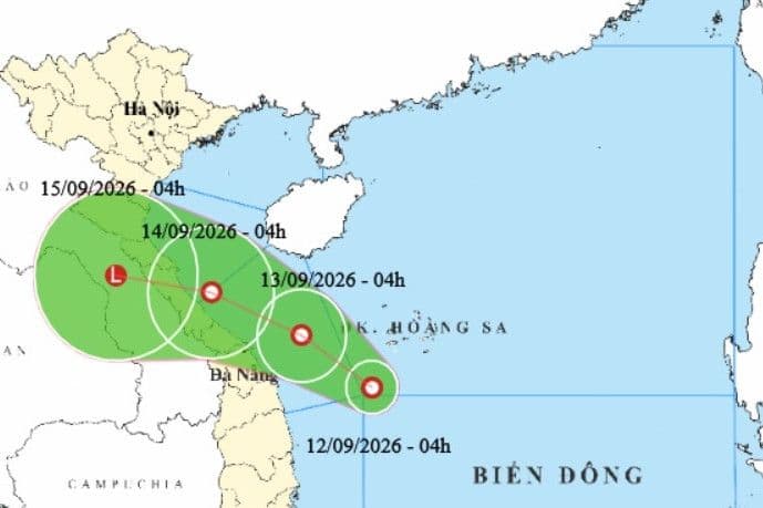 Bản đồ đường đi của áp thấp nhiệt đới trên Biển Đông, minh họa thách thức khí hậu biến đổi và nhu cầu đàm phán toàn cầu.