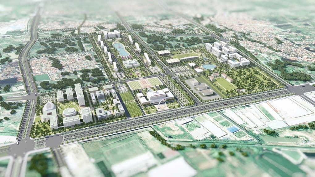 Bản đồ quy hoạch tổng thể một khu đô thị đại học mới, thể hiện sự tái cấu trúc không gian đô thị và kiến tạo trung tâm tri thức.