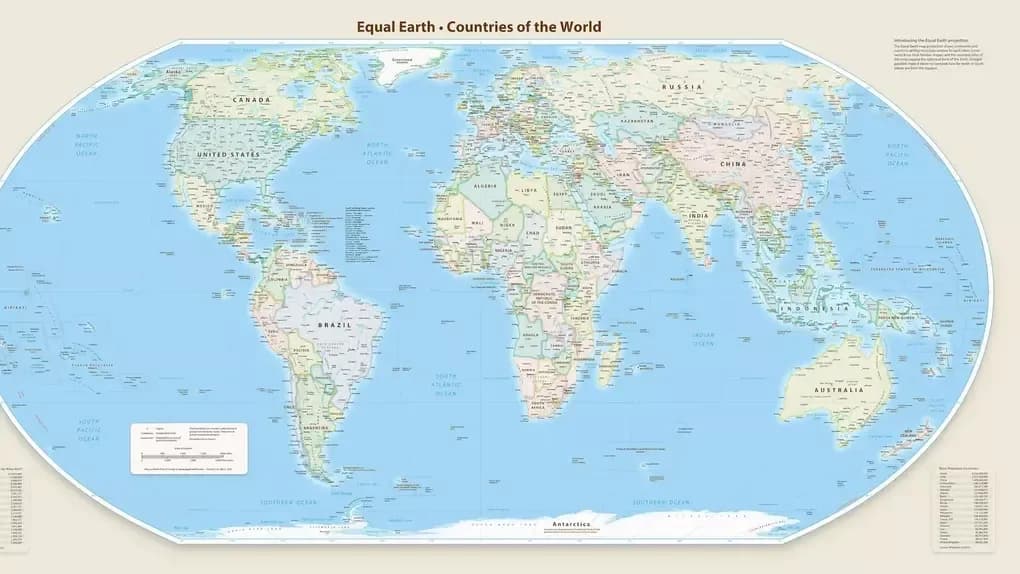 Bản đồ thế giới Equal Earth, biểu tượng cho việc ưu tiên chiều sâu và sự chính xác trong tin tức.