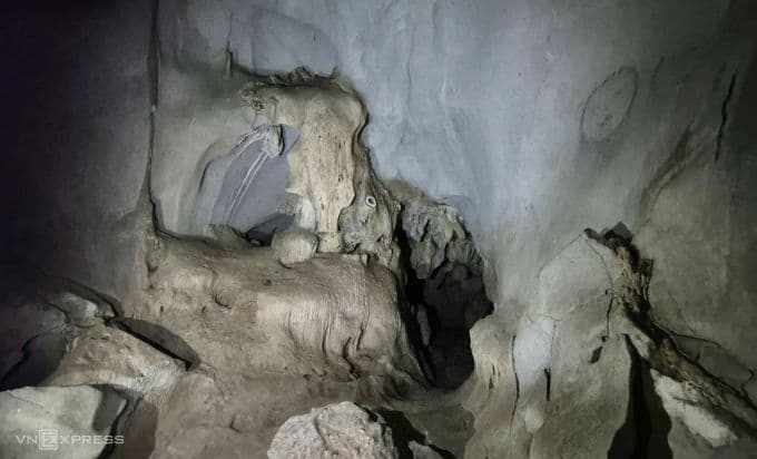 Bên trong hang động tại Vườn quốc gia Cúc Phương với những kiến tạo đá vôi kỳ vĩ, thu hút du khách khám phá.