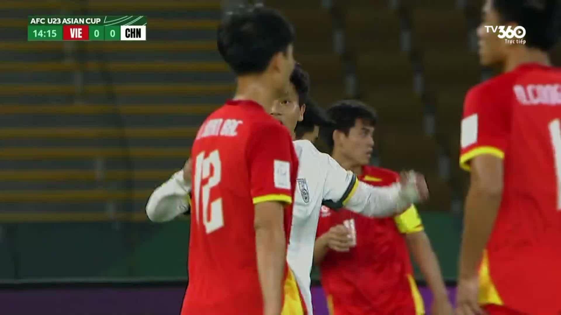 Bảng tỷ số trận bán kết U23 châu Á 2026 giữa U23 Việt Nam và U23 Trung Quốc, hiển thị kết quả 0-3 nghiêng về Trung Quốc.