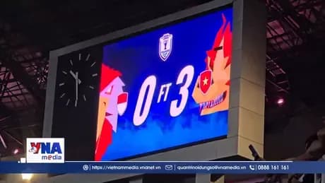 Bảng tỷ số trận đấu thể hiện chiến thắng 3-0 của đội tuyển Việt Nam