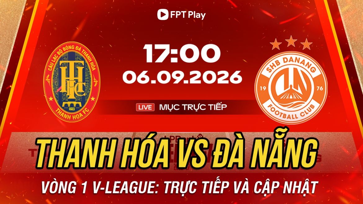 Bảng thông báo trận đấu V-League giữa Thanh Hóa và Đà Nẵng.