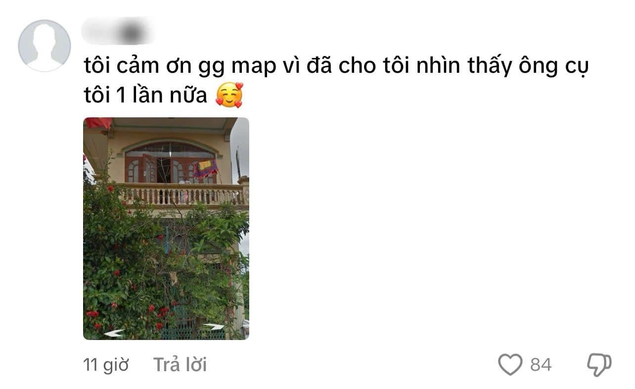 Bình luận của người dùng mạng xã hội bày tỏ cảm xúc khi tìm thấy hình ảnh người thân đã khuất trên Google Maps.