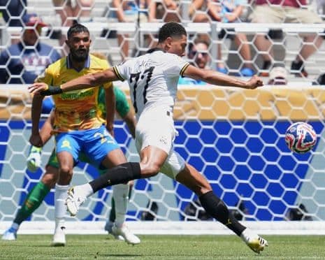 Borussia Dortmund's Jobe Bellingham scores to make it 3-1 against Sundowns in the Club World Cup