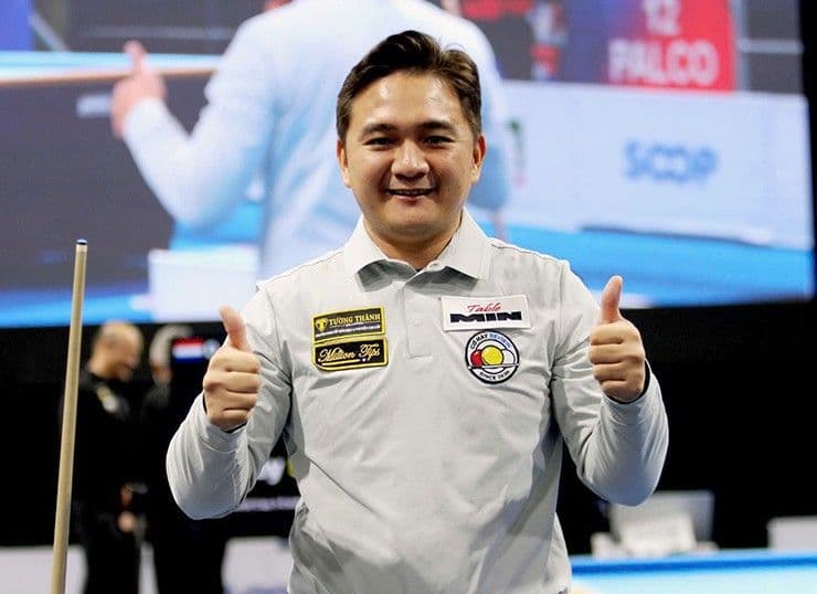 Cơ thủ Trần Thanh Lực với phong thái tự tin, thể hiện tinh thần lạc quan cho bi-a Việt Nam sau giải đấu.