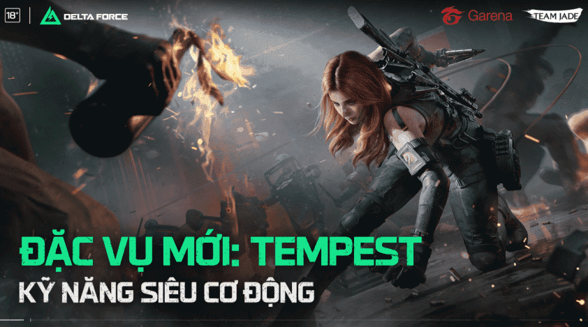 Đặc vụ Tempest với kỹ năng siêu cơ động trong Garena Delta Force, minh họa hệ thống đặc vụ đa dạng.
