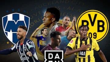 Các cầu thủ Borussia Dortmund và Monterrey, bao gồm Sergio Ramos và Erling Haaland, trong trận đấu tại Club World Cup.