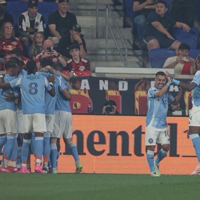 Các cầu thủ New York City FC ăn mừng, đội bóng Inter Miami vừa đánh bại để giành vé play-off.
