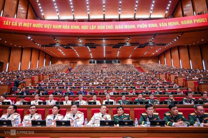 Các đại biểu tham dự Đại hội Đảng Cộng sản Việt Nam lần thứ XIV tại Trung tâm Hội nghị Quốc gia