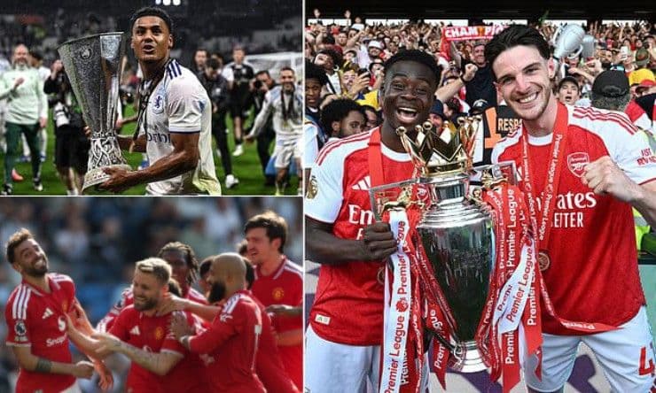 Các đội bóng Ngoại Hạng Anh như Arsenal, MU và Aston Villa với những thành tích khác nhau, minh họa sự đan xen định mệnh trong cuộc đua Champions League.