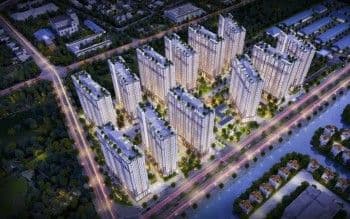 Các tòa nhà chung cư cao tầng hiện đại ở Hoàng Mai, thể hiện diện mạo mới của đô thị được kiến tạo bởi các tuyến đường huyết mạch như Lĩnh Nam.