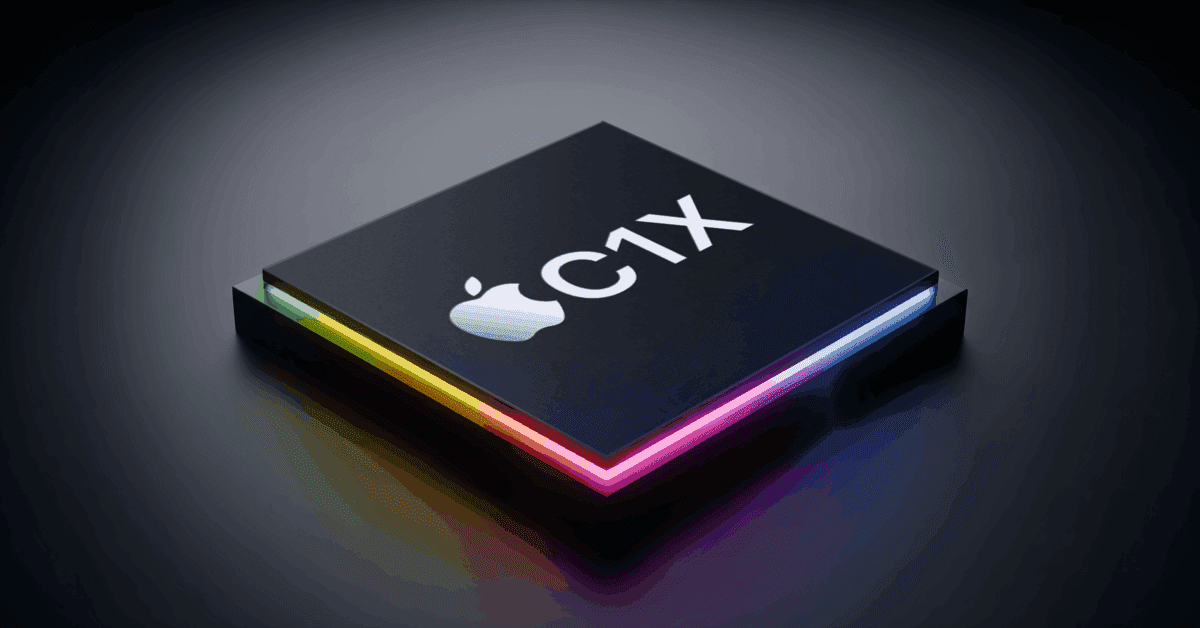Chip modem Apple C1X với logo Apple, đại diện cho công nghệ tích hợp và hiệu năng của iPhone Air