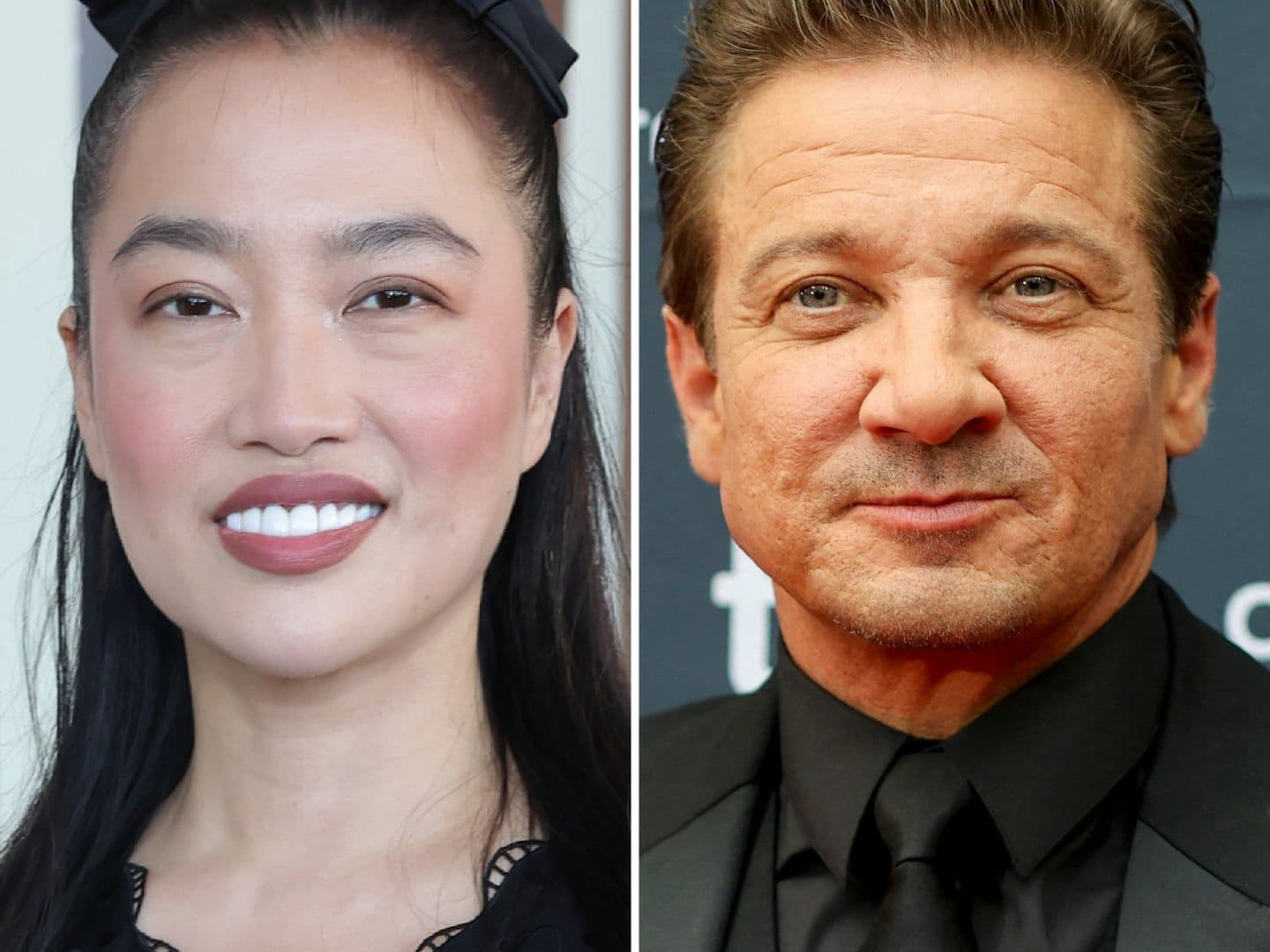 Chân dung nữ đạo diễn Yi Zhou và nam diễn viên Jeremy Renner, hai nhân vật chính trong vụ bê bối quấy rối tại Hollywood.