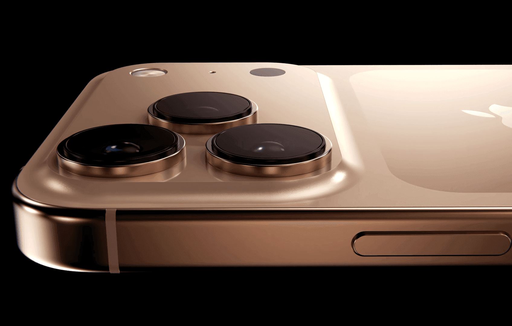 Cận cảnh cụm ba camera sau 48MP trên iPhone 17 Pro Max, với ống kính telephoto zoom quang học 8x.