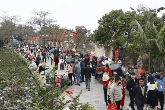 Cảnh chợ đông đúc, nhộn nhịp thể hiện không khí cộng đồng đón Tết Dương lịch.