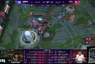 Cảnh trong trận đấu LCK giữa Gen.G và KT Rolster, thể hiện áp lực và chiến thuật trong từng pha giao tranh.
