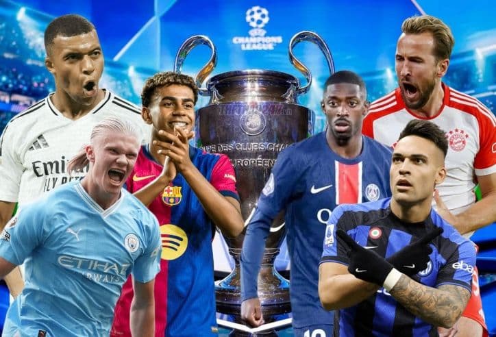Cúp Champions League và các ngôi sao bóng đá hàng đầu, biểu tượng cho sự cạnh tranh toàn cầu và khát vọng vươn tầm của Calcio.