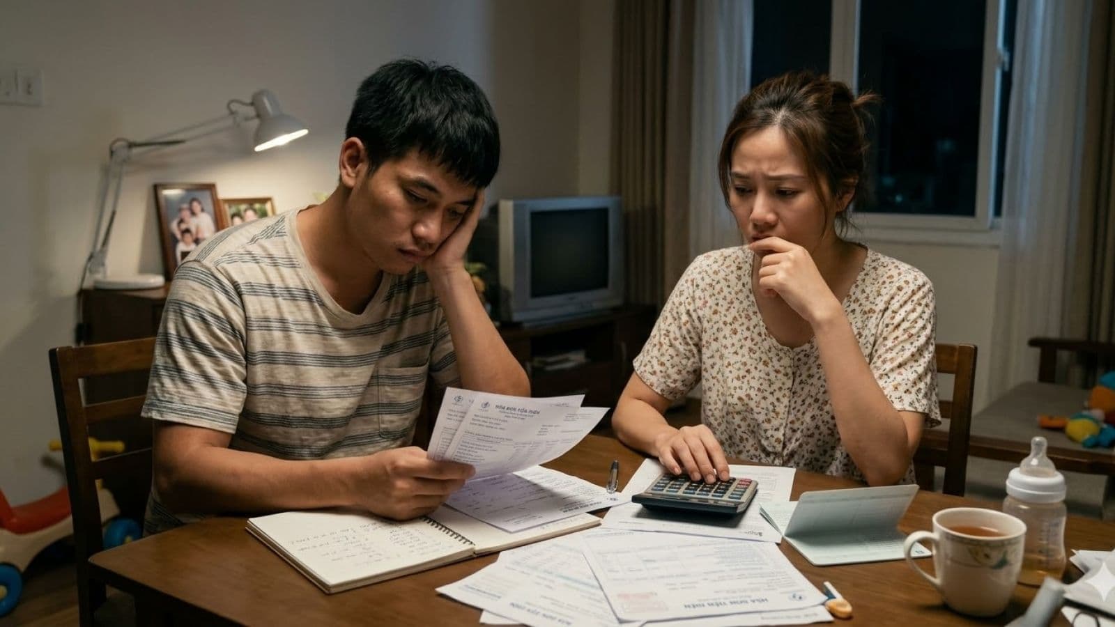 Cặp đôi lo lắng xem hóa đơn tiền điện tăng cao trong mùa hè