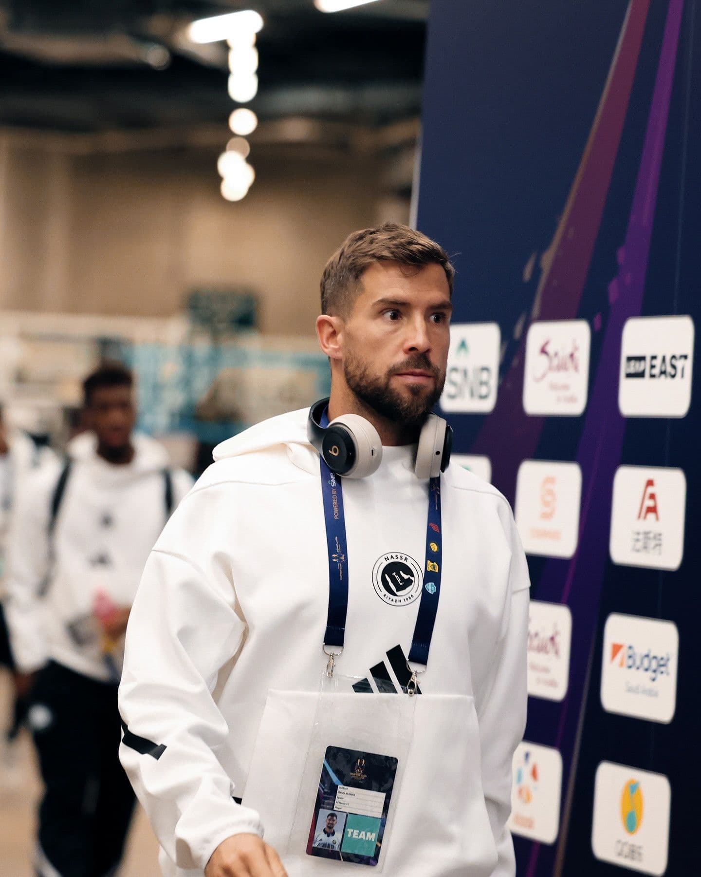 Cầu thủ Al Nassr đến sân vận động cho trận chung kết Siêu cúp Saudi Arabia.