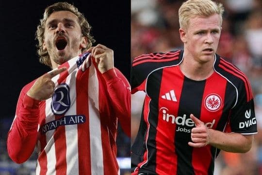 Cầu thủ Atletico Madrid và Frankfurt trong trận đấu, thể hiện tinh thần cạnh tranh và nỗ lực xây dựng bản lĩnh tập thể trong bóng đá.